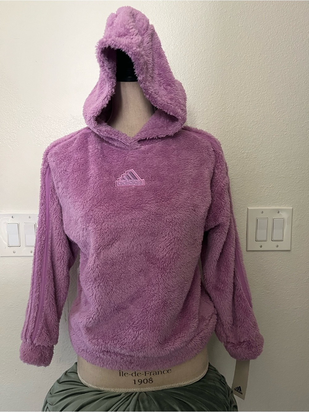 adidas Lavender Plush Hooded Sweater